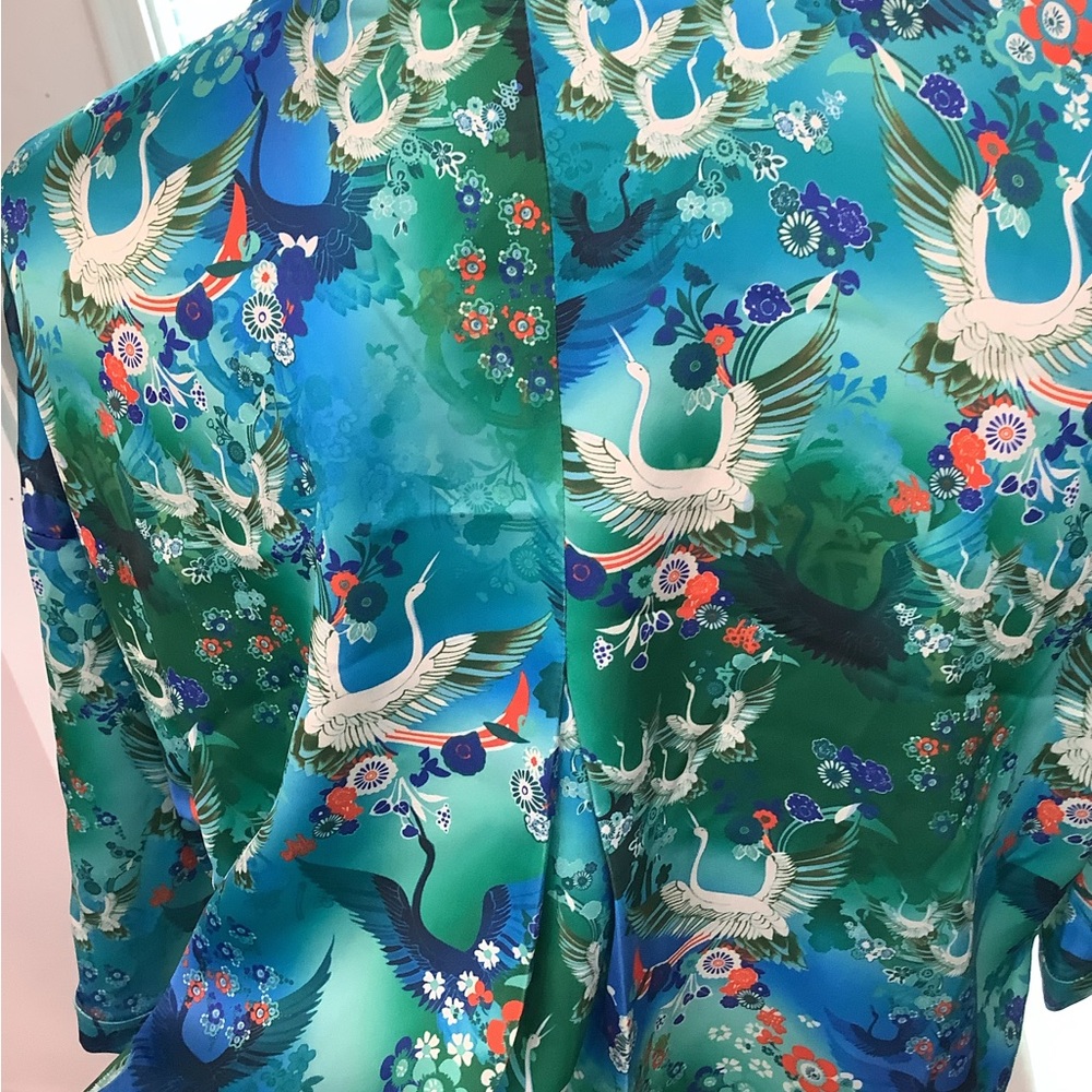 INC Vibrant Bird Print Satin Blouse - Picture 5 of 5